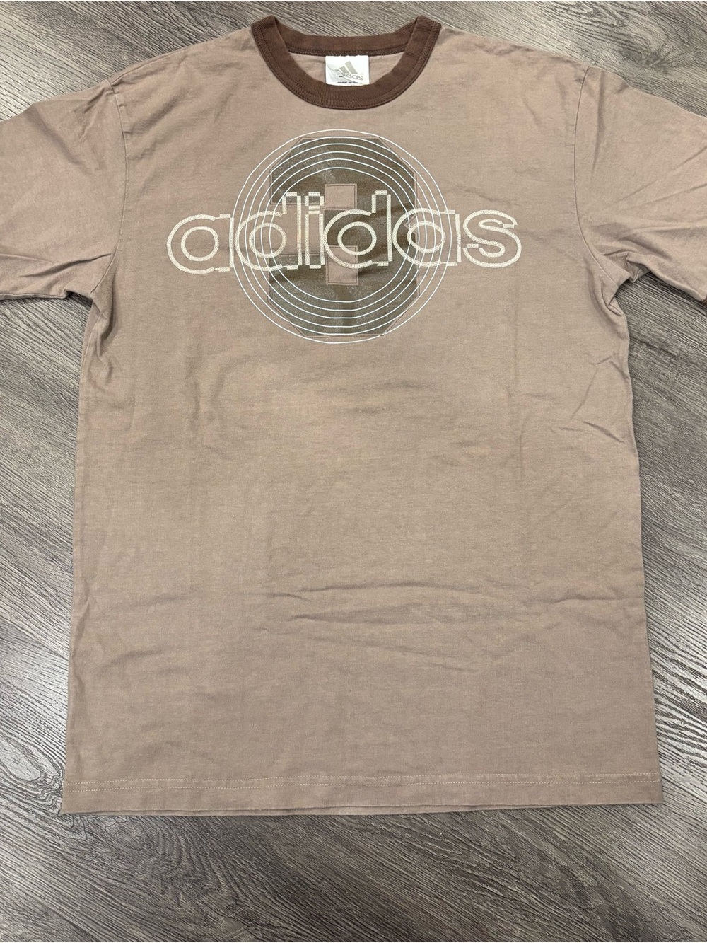 Vintage Y2K Adidas Ringer Tee T-Shirt, Mens Large, Brown Graphic